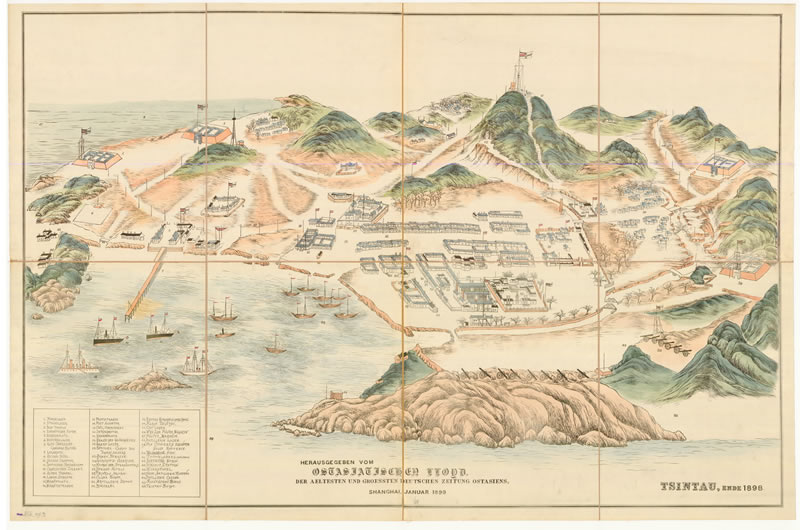 1898年青岛俯瞰手绘地图插图