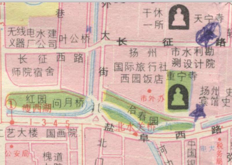 1992年《扬州市交通旅游图》插图3