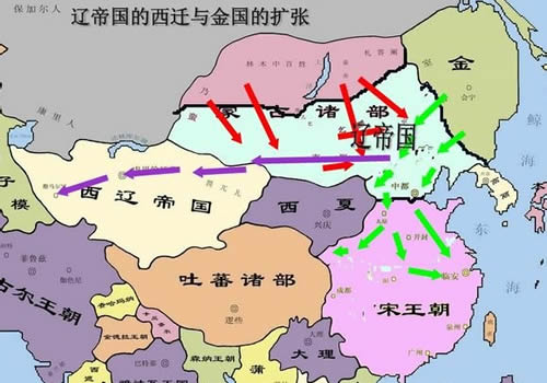 辽国的西迁与金国的扩张形势图缩略图