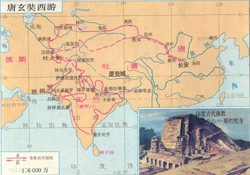 唐玄奘西游路线图缩略图